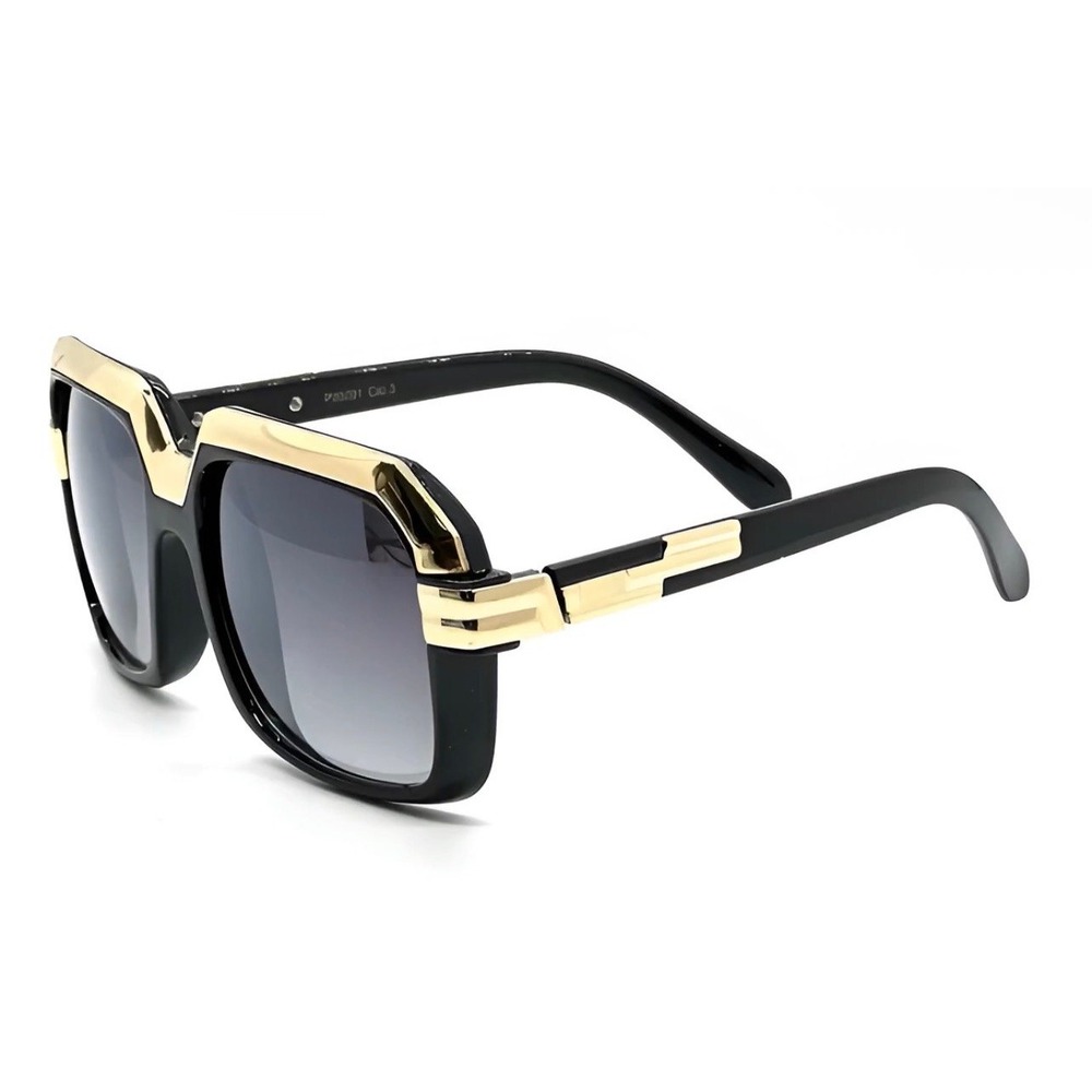 Oversized Square Sunglasses Black Gold Frame Gradient Lens Womens Aviator Fancy‎ - Picture 12 of 17